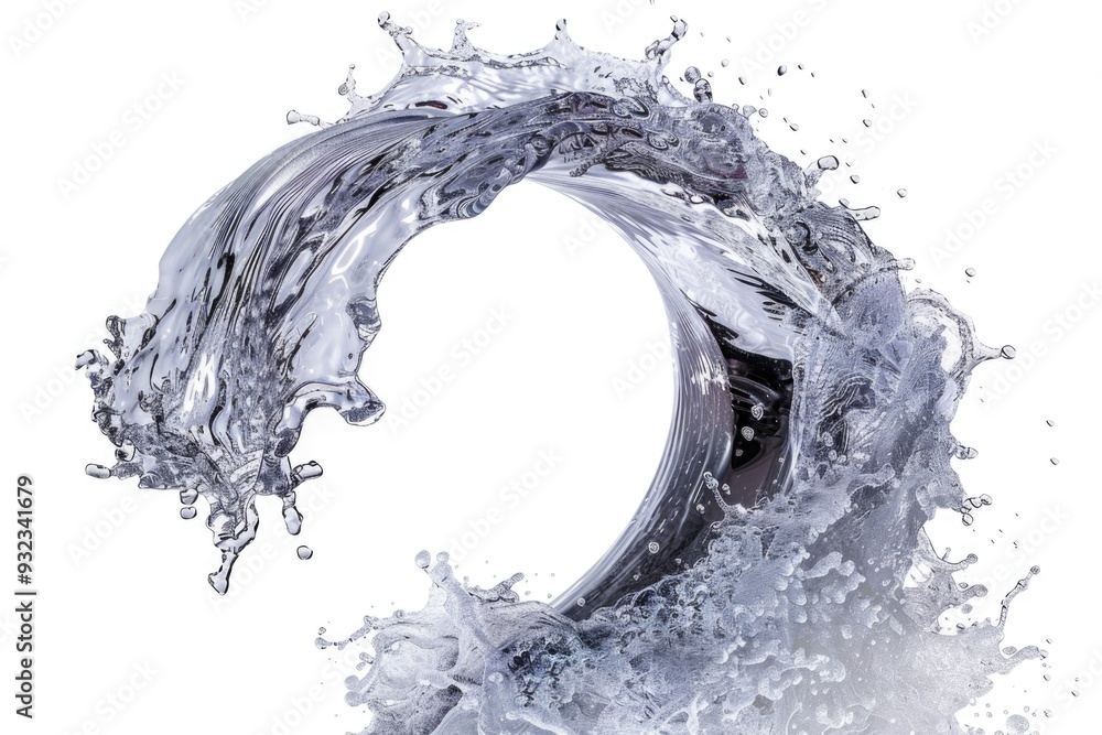 Poster A close-up view of a wave with water splashing around, suitable for use in beach or ocean-themed contexts