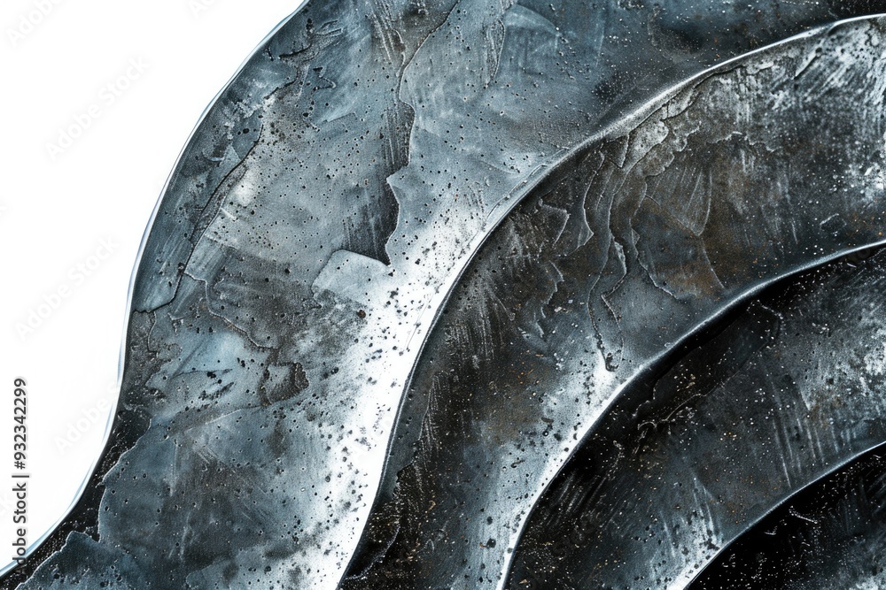Poster a detailed view of a metal sculpture on a white background, suitable for use in advertising or edito