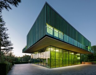 Fototapeta premium A LEED-certified green building with energy-efficient lighting, passive heating and cooling