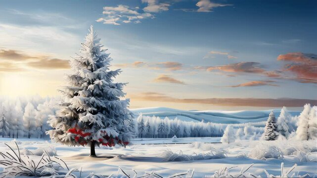 Christmas New Year festive beautiful winter snow-covered trees Christmas trees, background