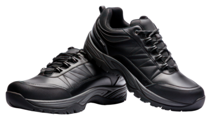 PNG Black leather winter sports shoes footwear shoelace clothing.
