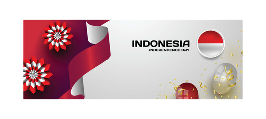 17 august celebrating independence day of republic indonesia banner vector