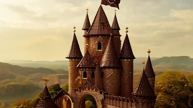 A medieval castle made entirely of chocolate.