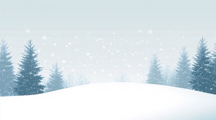 Fototapeta premium Winter Wonderland Illustration, Snowy Pine Trees and Gentle Snowfall