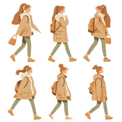 Vector Girl Moving simple and mini