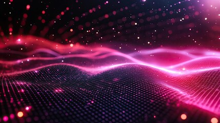 Naklejka premium Abstract electronic surge of particles Cutting-edge point current Tech vista background