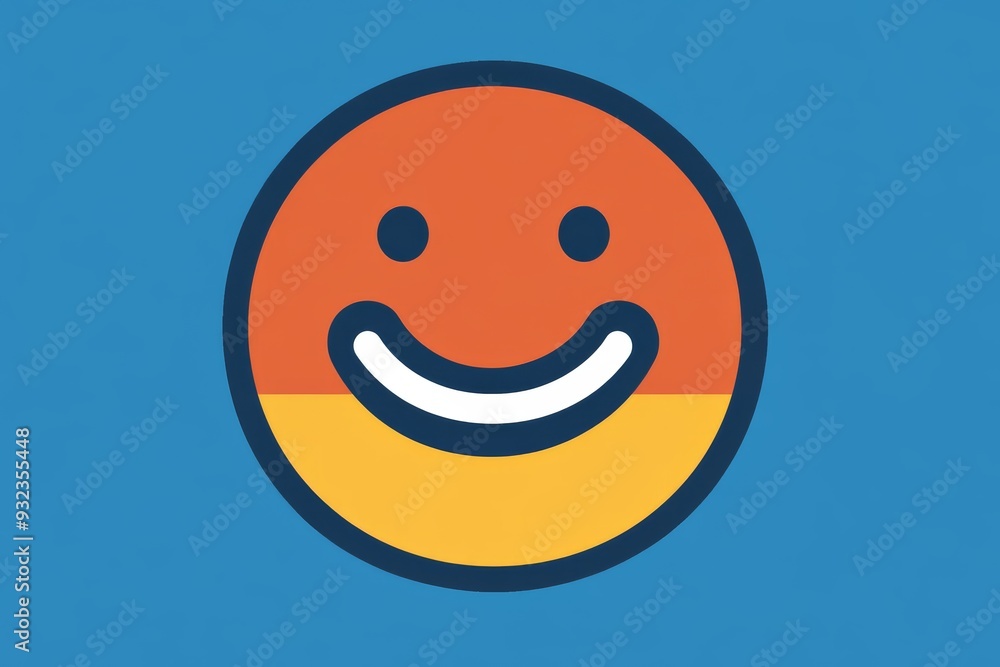 Poster playful and minimalistic close up of a single capsule character with a smiling face set against a br