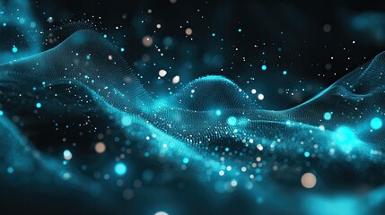 Abstract tech particles mesh landscape background