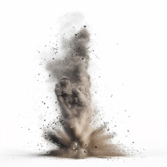 dust explosion smoke cloud powder impact debris dispersion particles white background abstract chaotic dynamic black dust sand movement chaos energy destruction 