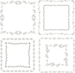 Simple outline ink sketched frames and borders