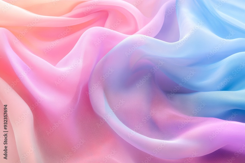 Poster Soft pastel fabrics create a soothing visual flow, seamlessly transitioning between colors in an elegant display