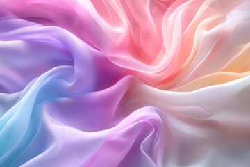 Obraz premium Elegant pastel fabrics blend seamlessly, swirling softly in a gentle motion, creating an ethereal and captivating atmosphere of color and texture