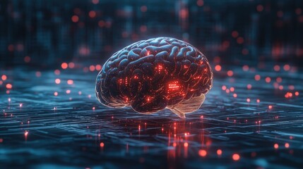 3D illustration of a brain symbolizing human communication and connection in a virtual environment