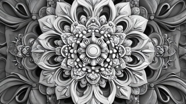 3D illustration of a mandala design suitable for adult coloring books