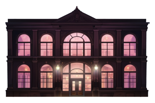 PNG City hall building night architecture street.