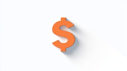 Orange dollar sign on white background with