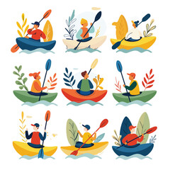 Vector Person is kayaking simple a