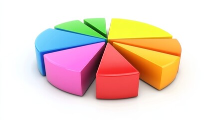 Obraz premium Colorful 3d pie chart with eight segments