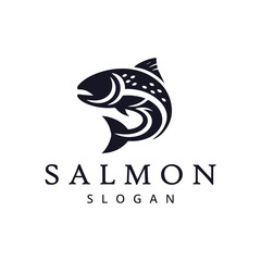 Salmon fish logo seafood label Fishing logo design template illustration
