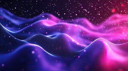 Obraz premium Abstract electronic stream of particles Cutting-edge point flow Tech view background