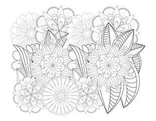 Doodle pattern in black and white. Flower pattern in black and white for adult coloring book. Can use for print , coloring and card design, adult coloring book, adult coloring book for women