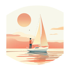 Vector Person is sailing simple an