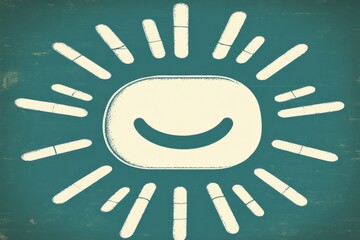 Fototapeta premium Whimsical and Cheerful Cartoon Capsule with a Smiling Face Representing Positivity and Joy in Healthcare on a Bright Background