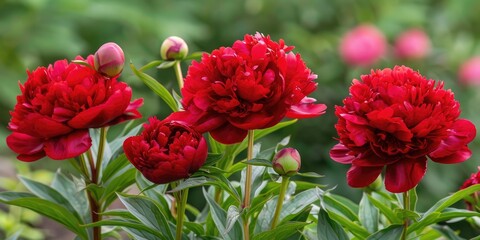 Double Red Flower Peony Red Carpet a Lactiflora Hybrid