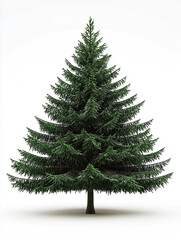 Fototapeta premium Elegant Fir Tree Isolated on White Background – Classic Evergreen Conifer with Dense Green Needles and Symmetrical Shape, Perfect for Holiday and Seasonal Imagery