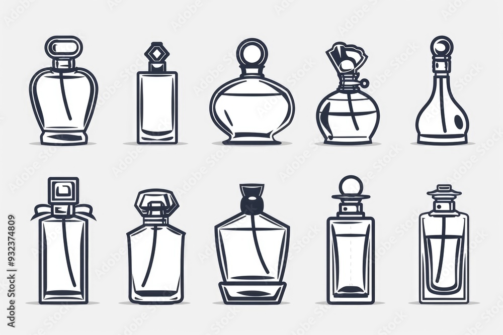 Poster Collection of different perfume bottles on display