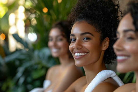 Three women are smiling and posing for a picture