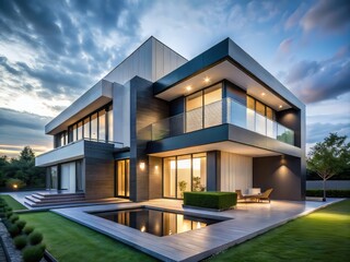 Clean lines, geometric shapes, and a single color palette evoke a sense of modernity and architectural simplicity, rendering a sleek and sophisticated aesthetic.