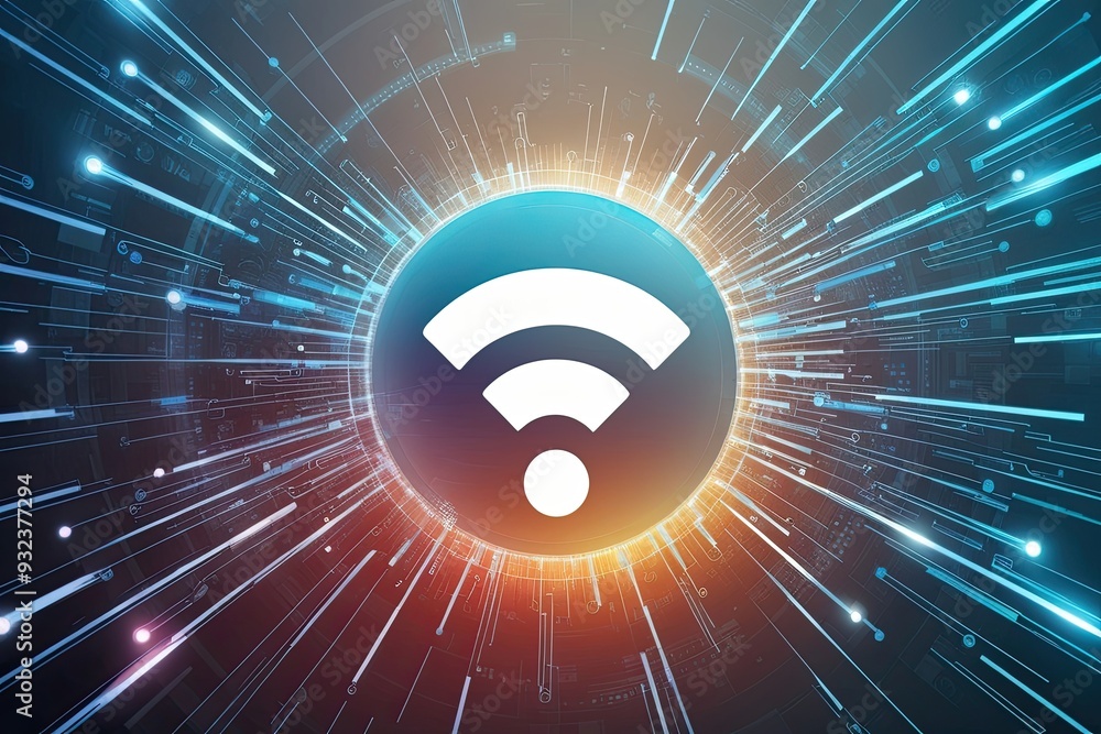 Poster advanced data visualization with wireless network and wi-fi icon