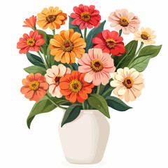 Vector Zinnia in vase simple and m