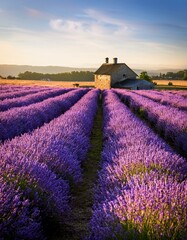 A sun-dappled lavender field