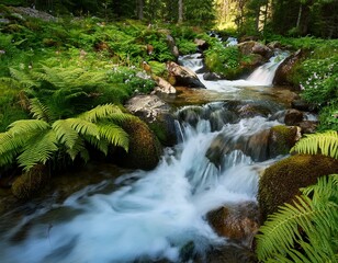 A tranquil mountain stream