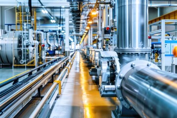 Fototapeta premium Factory interior with machinery and piping