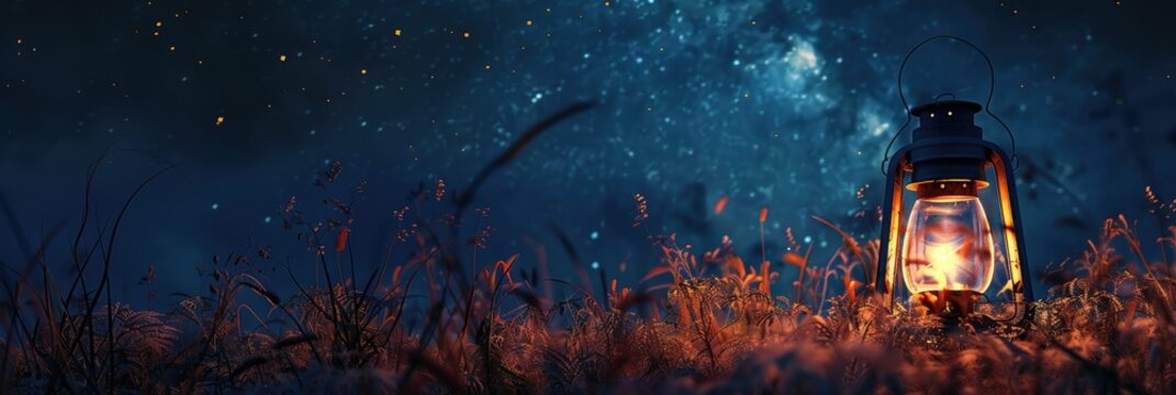 Glowing lantern during nighttime hours