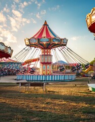Fun carnival with colorful rides and games