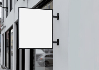 empty store sign board on building mockup