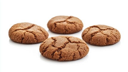 5 sweet brown cookies isolated on white