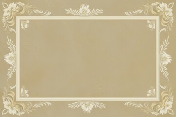 Elegant Floral Border Design on Soft Cream Background Texture in Pale Ivory with Subtle Highlights