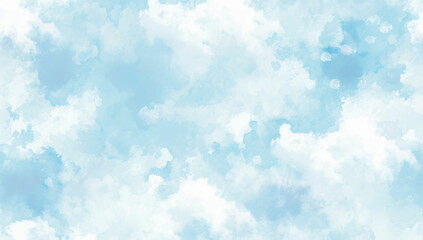 blue sky with clouds watercolor background