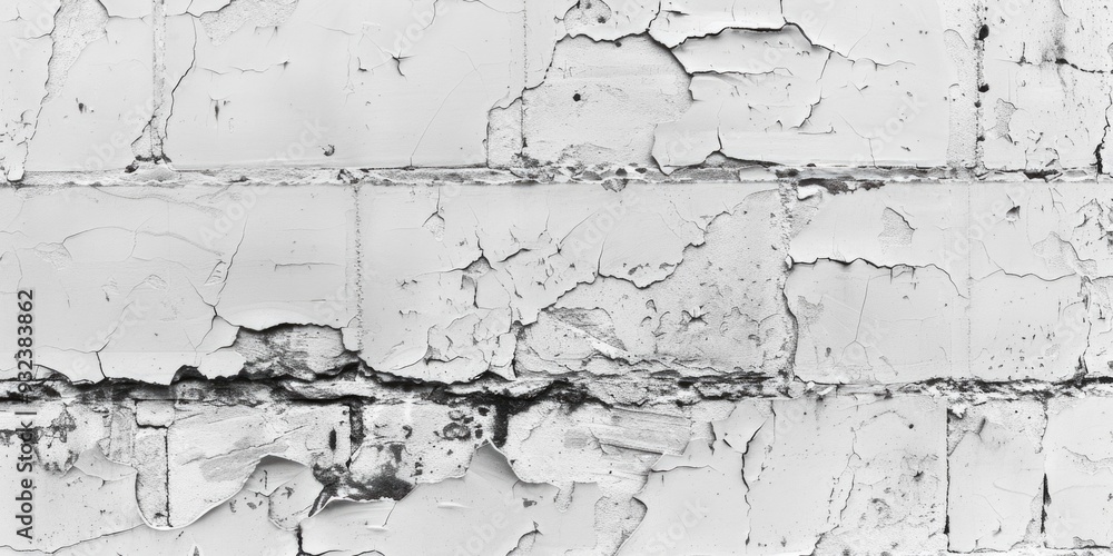 Wall mural Black and white image of peeling paint on a wall, suitable for use in architectural or design projects