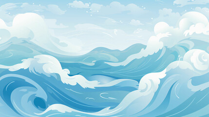 Blue ocean waves seamless pattern