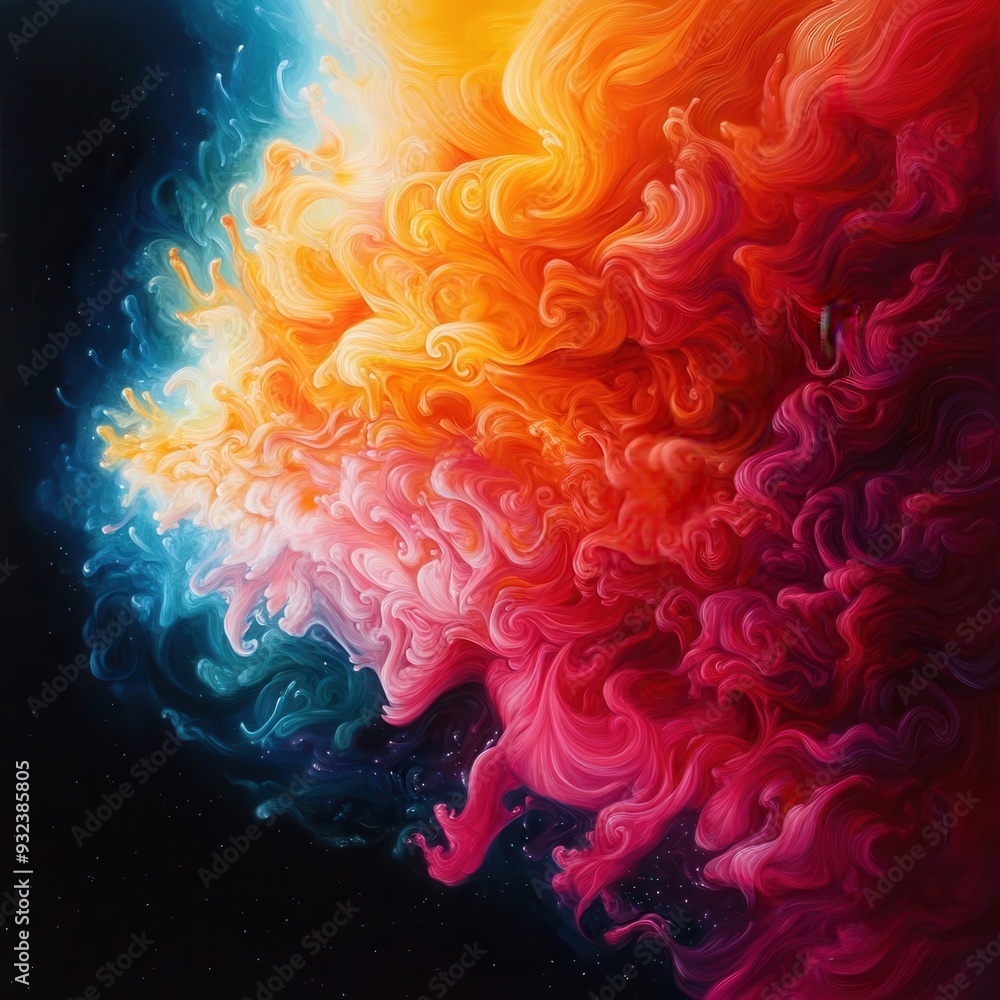 Poster abstract artwork featuring vibrant swirls of color blending seamlessly, creating a mesmerizing visua