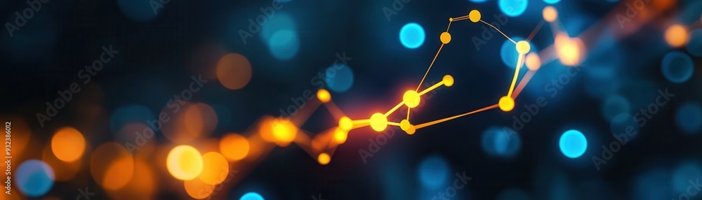 Poster abstract digital background with glowing circles and connecting lines, showcasing technology and inn