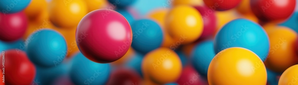 Poster vibrant spheres in multiple colors create a playful, dynamic background, perfect for abstract design