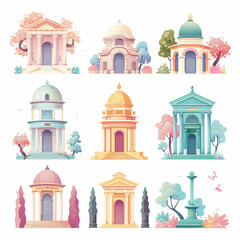 Fototapeta premium Vector Mausoleum simple and minima