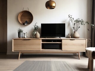 TV cabinet in a scandinavian decor living room